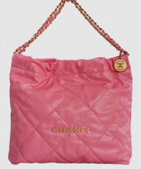 샤넬 22백 미듐 코랄핑크 금장