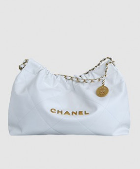 샤넬 22백 가로 버전 화이트 금장