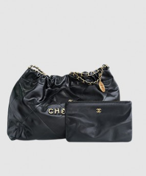 샤넬 22백 가로 버전 블랙 금장