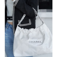 샤넬 22백 가로 버전 화이트 은장