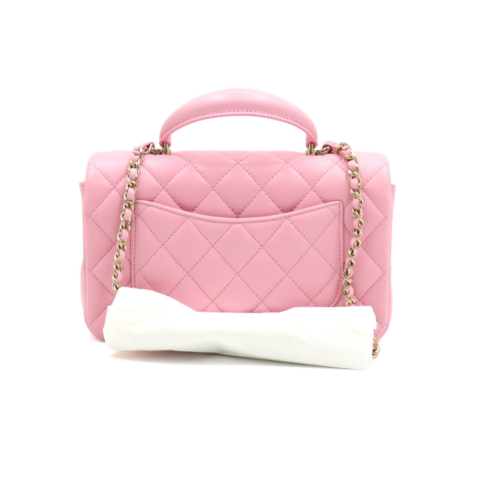 샤넬 AS2431 25시즌 핑크 램스킨 미니 탑핸들 플랩 토트백 금장 사이즈 : 가로 20CM / 세로 12.5CM / 폭 7CM