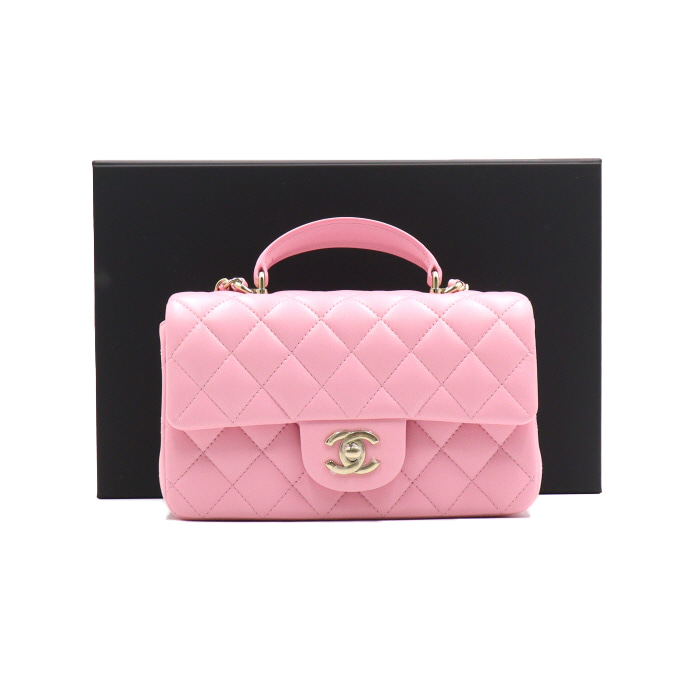 샤넬 AS2431 25시즌 핑크 램스킨 미니 탑핸들 플랩 토트백 금장 사이즈 : 가로 20CM / 세로 12.5CM / 폭 7CM