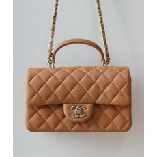 샤넬 핸들 미니 CF 플랩백 램스킨 금장