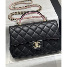 샤넬 핸들 미니 CF 플랩백 램스킨 블랙핑크