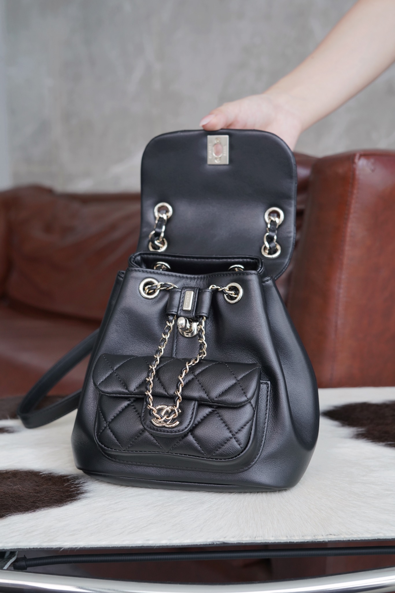 듀마백팩 원포켓 램스킨