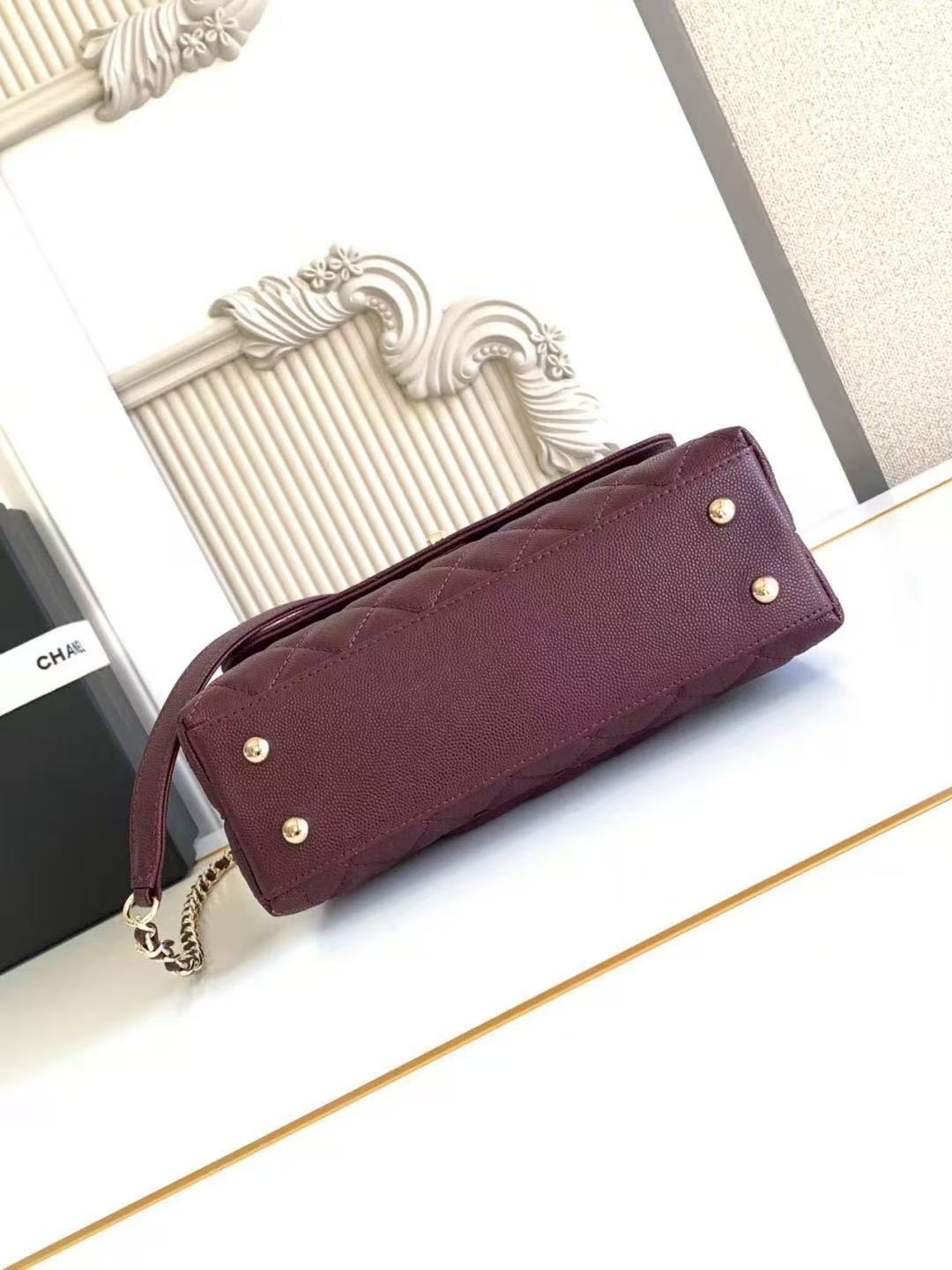 샤넬 코코핸들 캐비어 스몰 금장 버건디 플랩백