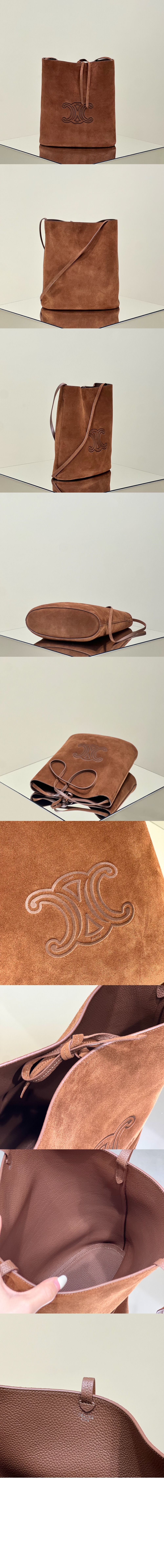 셀린느 버킷 트리옹프 엠보싱 스웨이드 카프스킨 194953