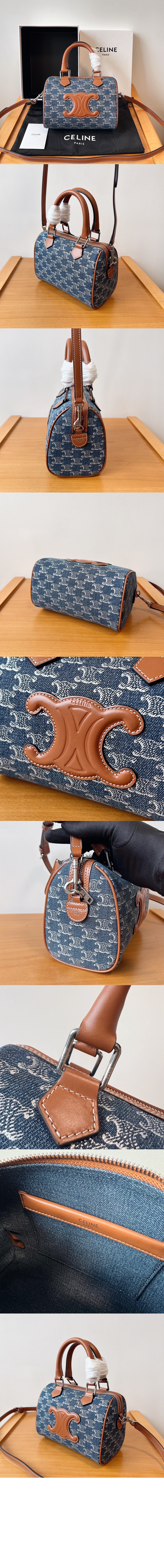 셀린느 데님 패브릭 소가죽 보스턴백 113772