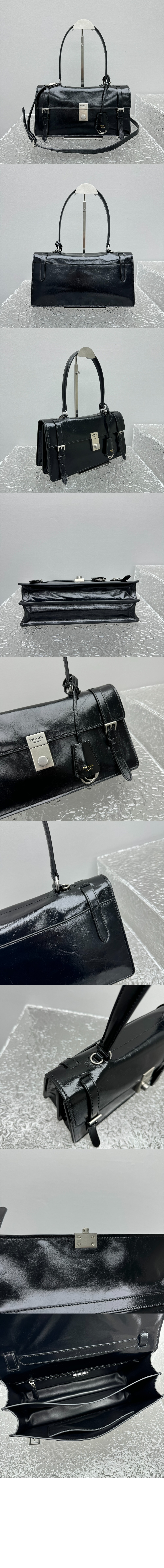 프라다 미디엄 가죽 핸드백 1BN026