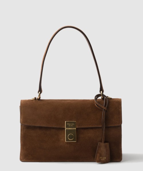 프라다 소프트 사운드 미디엄 스웨이드 숄더백 1BN023