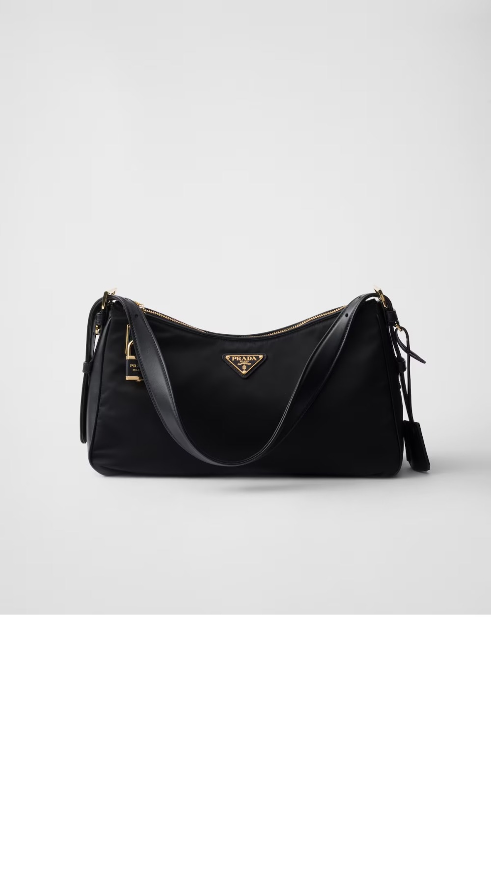 프라다 자물쇠가 있는 프라다 에메 라지 리나일론 및 가죽 숄더백 1BC232