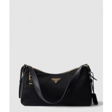 프라다 자물쇠가 있는 프라다 에메 라지 리나일론 및 가죽 숄더백 1BC232