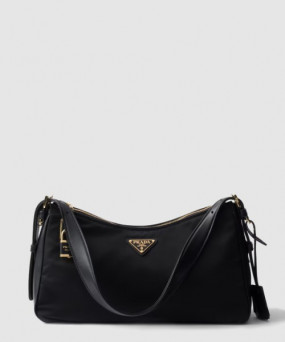 프라다 자물쇠가 있는 프라다 에메 라지 리나일론 및 가죽 숄더백 1BC232