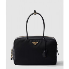 프라다 자물쇠가 있는 라지 리나일론 및 가죽 탑 핸들백 1BB131