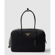 프라다 자물쇠가 있는 라지 리나일론 및 가죽 탑 핸들백 1BB131