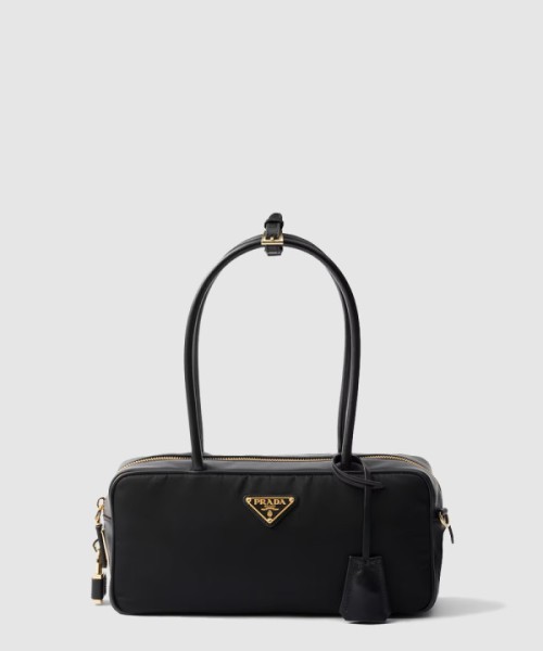 프라다 자물쇠가 있는 스몰 리나일론 및 가죽 탑 핸들백 1BB133