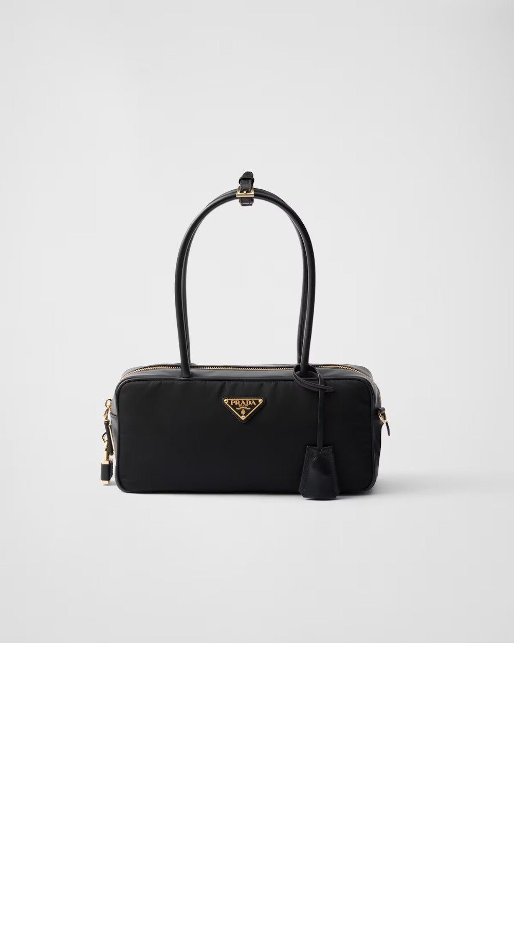 프라다 자물쇠가 있는 스몰 리나일론 및 가죽 탑 핸들백 1BB133