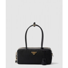 프라다 자물쇠가 있는 스몰 리나일론 및 가죽 탑 핸들백 1BB133