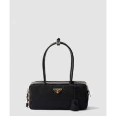 프라다 자물쇠가 있는 스몰 리나일론 및 가죽 탑 핸들백 1BB133