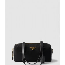 프라다 자물쇠가 있는 미디엄 리나일론 및 가죽 탑 핸들백 1BB127