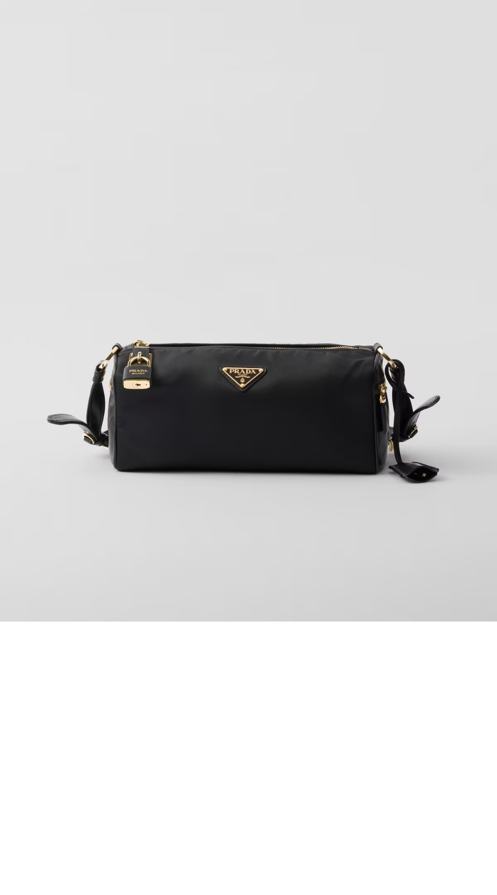 프라다 자물쇠가 있는 미디엄 리나일론 및 가죽 숄더백 1BC233