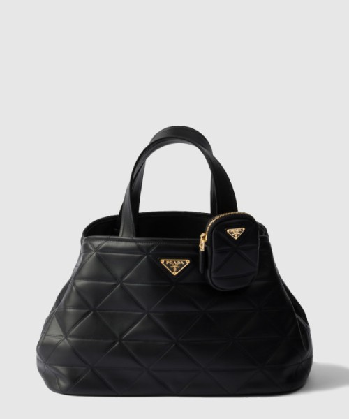 프라다 스티치 장식 미디엄 가죽 토트백 1BG545