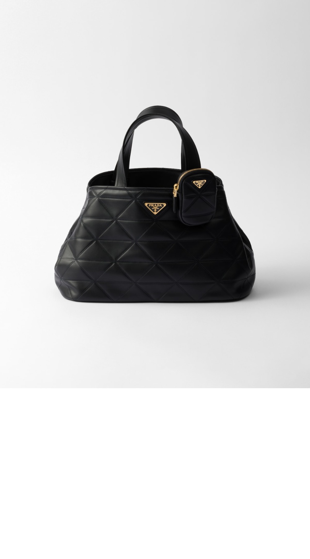 프라다 스티치 장식 미디엄 가죽 토트백 1BG545