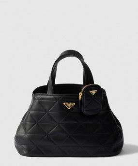 프라다 스티치 장식 미디엄 가죽 토트백 1BG545