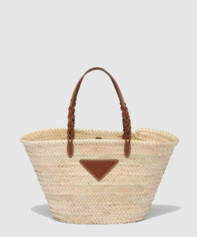 프라다 트리밍 천연 패브릭 토트백 1BG314