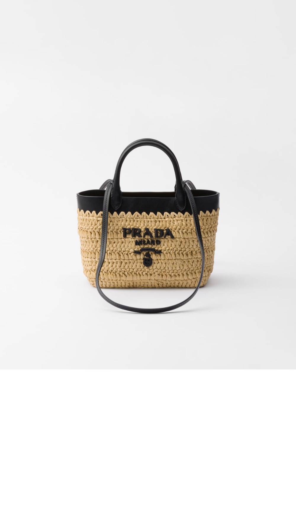 프라다 미니 크로셰와 가죽 토트백 1BG501