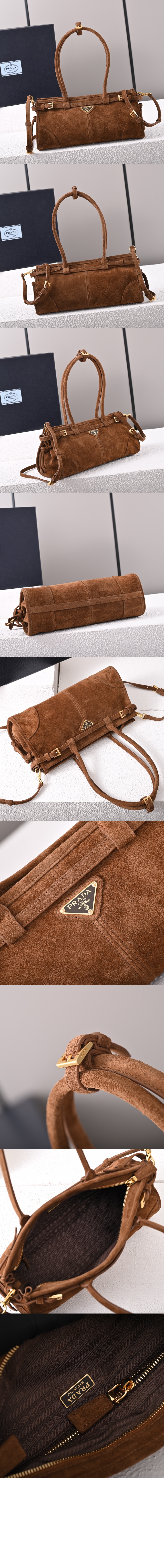 프라다 미디엄 스웨이드 핸드백 1BA426