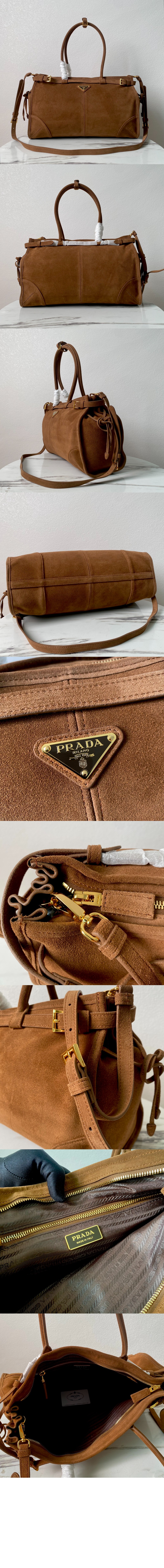 프라다 라지 스웨이드 핸드백 1BA433