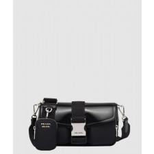 프라다 나일론 및 브러시드 가죽 숄더백 1BD295