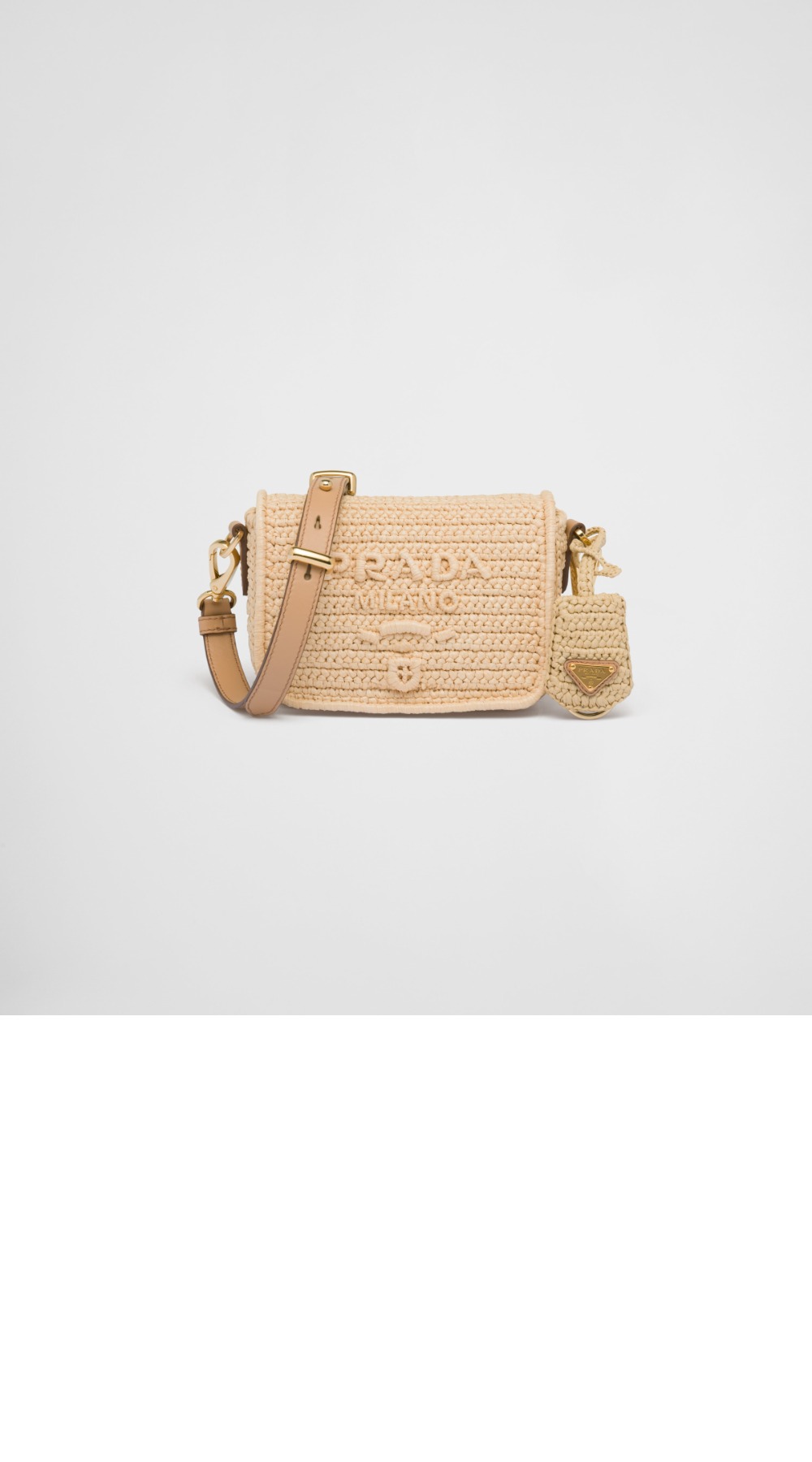 프라다 플랩이 달린 크로셰와 가죽 숄더백 1BD335