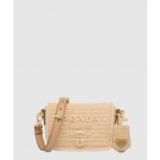 프라다 플랩이 달린 크로셰와 가죽 숄더백 1BD335