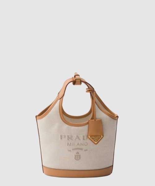 프라다 리넨 혼방 및 가죽 미니 버클백 1BE074