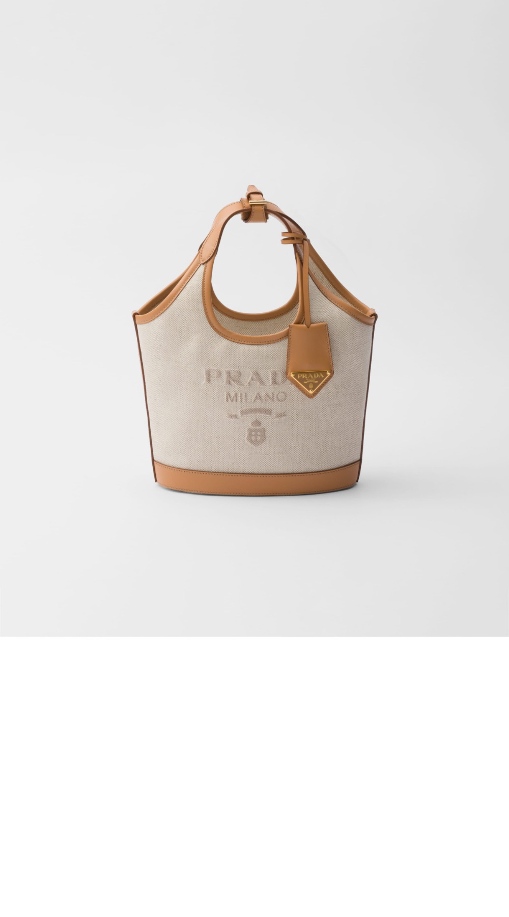 프라다 리넨 혼방 및 가죽 미니 버클백 1BE074