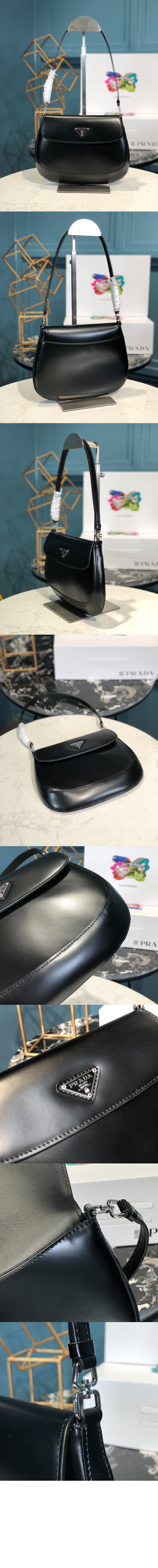 프라다 광택 가죽 플랩 숄더백 1BD311