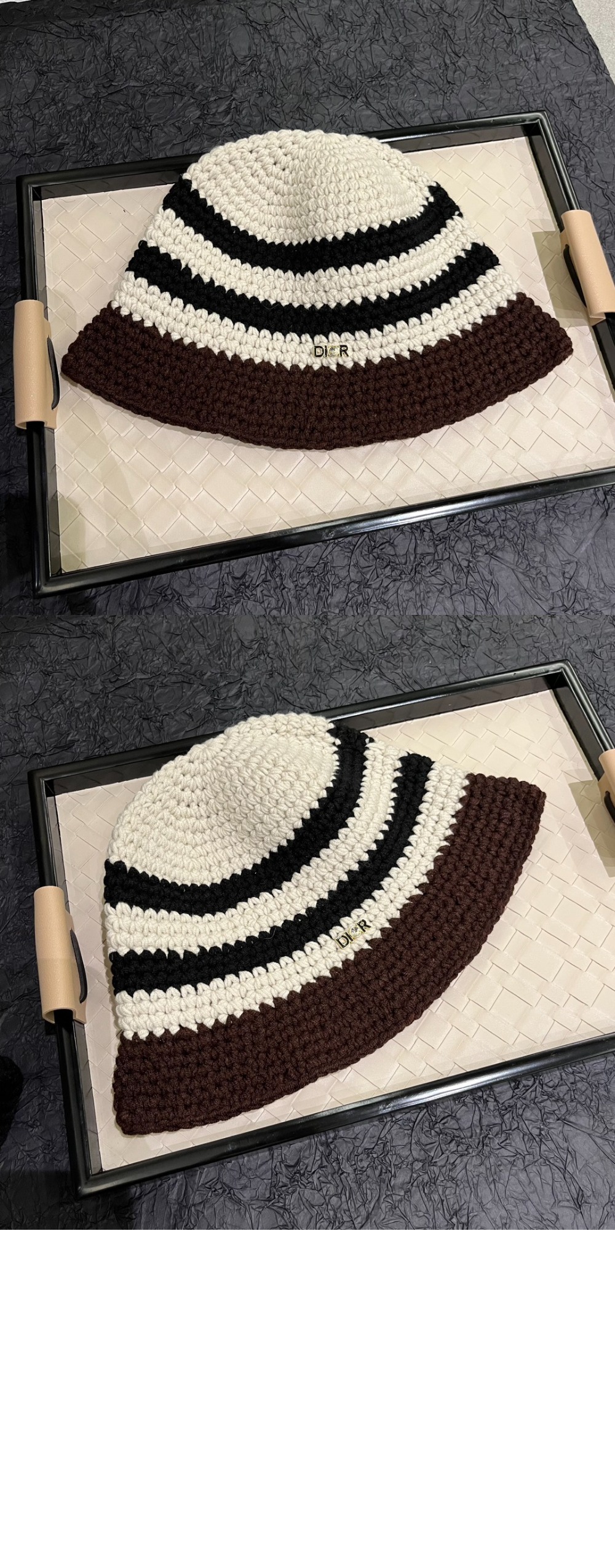 디올 니트 스트라이프 캡 4PU3B