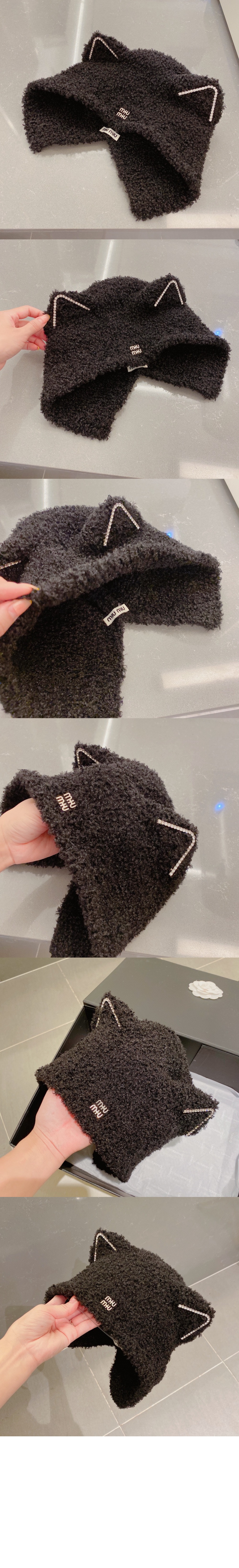 미우미우 양털 귀달이 모자 5HC552