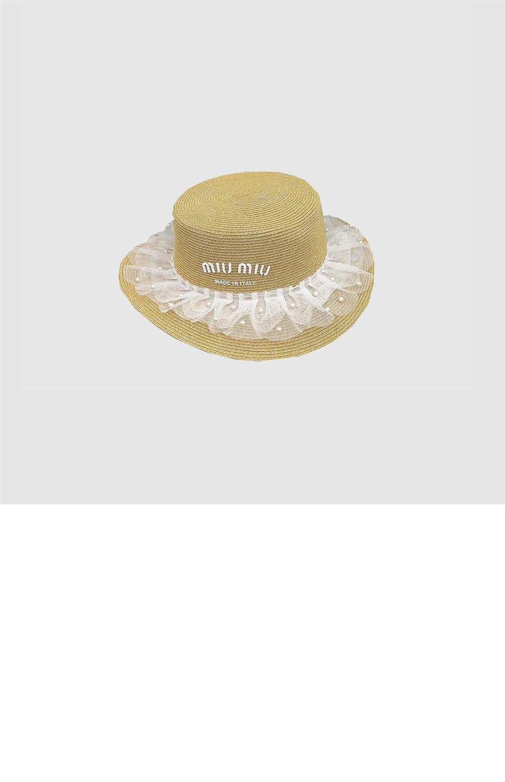 미우미우 우븐 패브릭 모자 5HC117