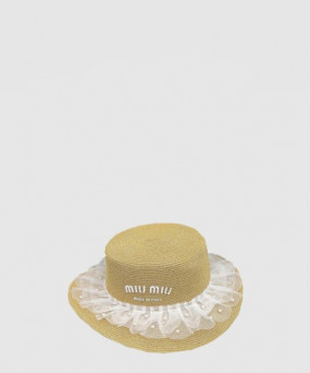 미우미우 우븐 패브릭 모자 5HC117