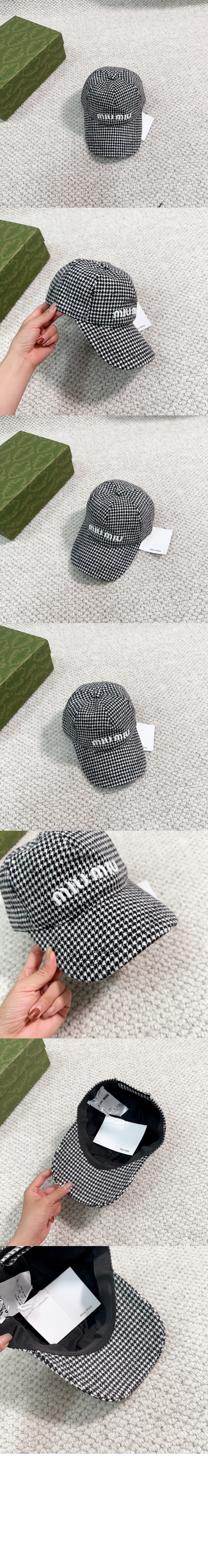 미우미우 체크 울 베이스볼 캡 5HC179