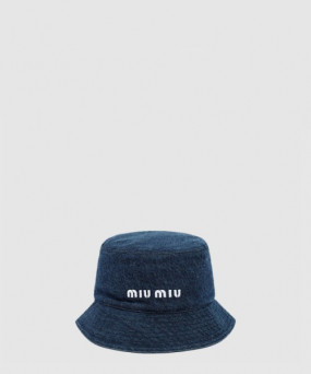 미우미우 데님 로고 버킷햇 5HC196