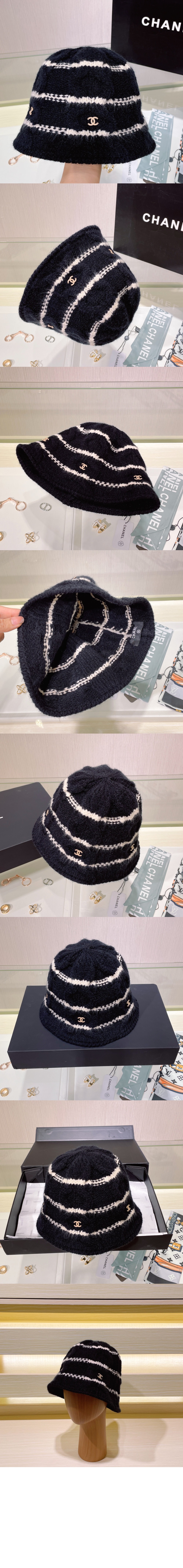 샤넬 니트 스트라이프 캡 AA2321