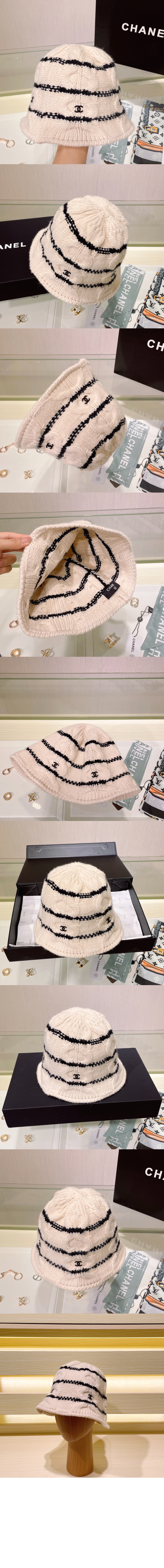 샤넬 니트 스트라이프 캡 AA2321