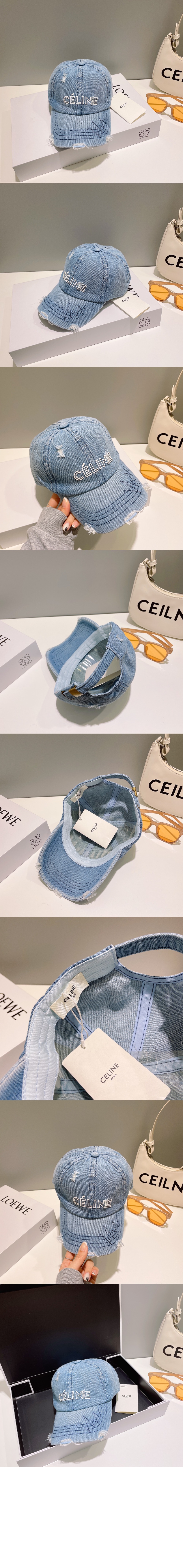 셀린느 데님 베이스볼 캡 2A783U