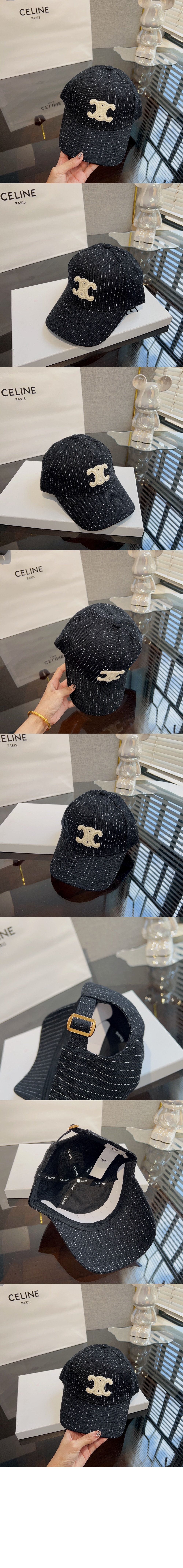 셀린느 스트라이프 베이스볼 캡 2AUT69