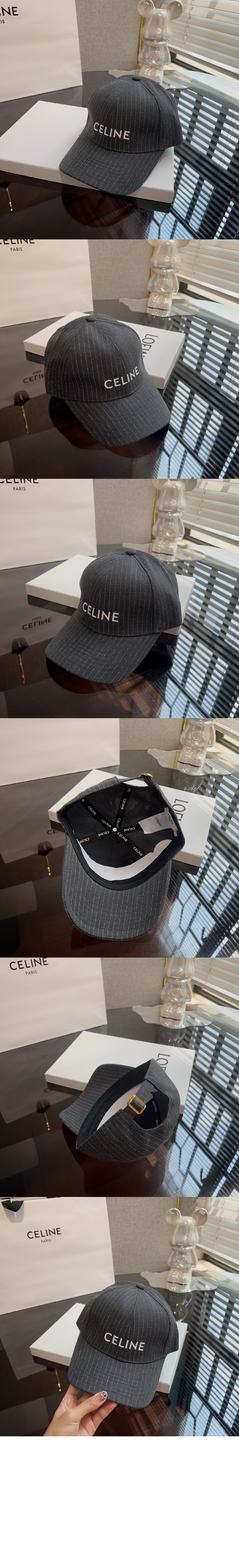 셀린느 스트라이프 플란넬 베이스볼 캡 2AUS94