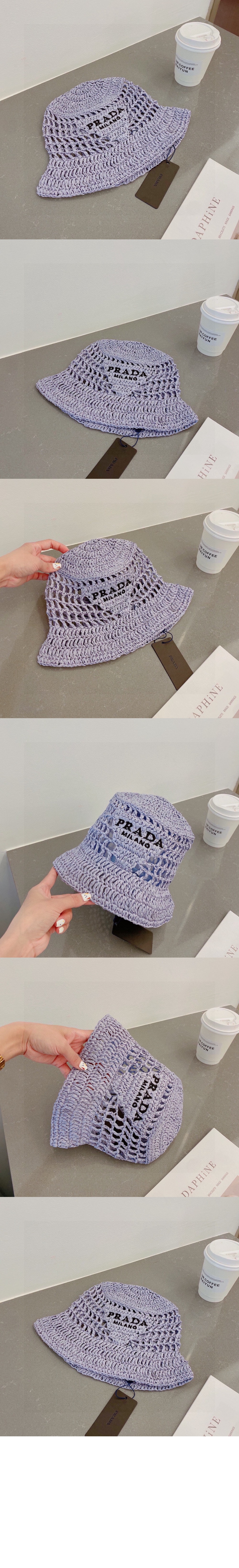 프라다 우븐 패브릭 버킷햇 1HC137